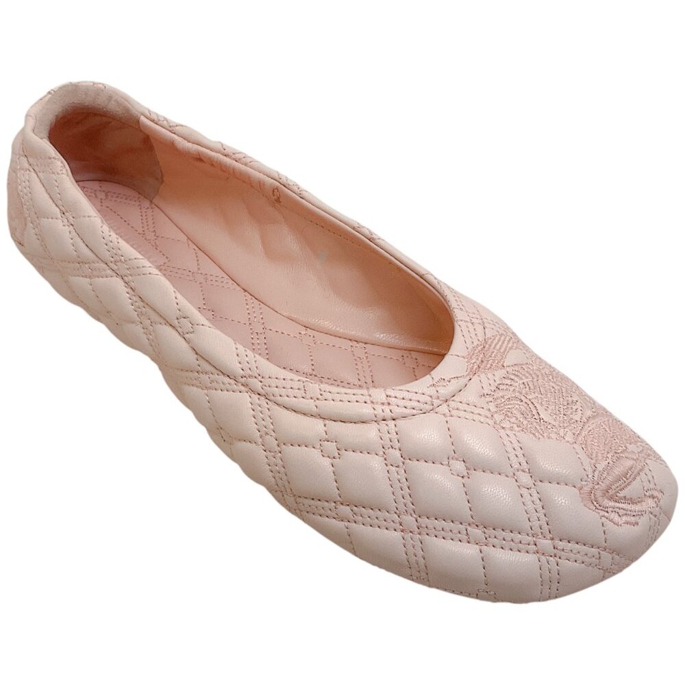 Burberry Light Pink Quilted Leather Sadler Flats